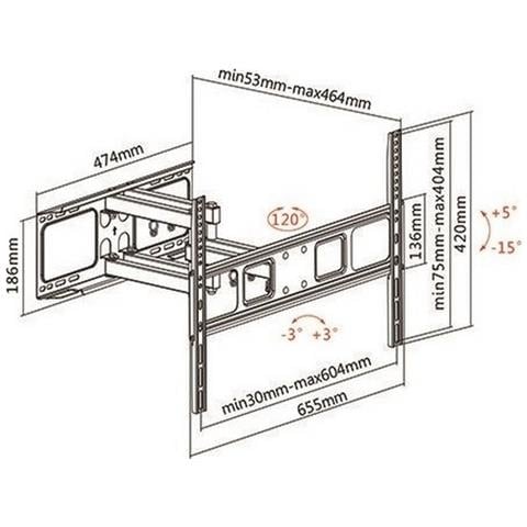 Supporto a Parete SP350 per TV Fino a 65" 3 Snodi Peso Max Supportato 40 Kg - Foto 2