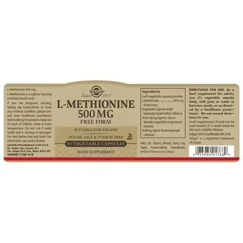L-metionina 500 Mg 30 Capsule Vegetali - Foto 3