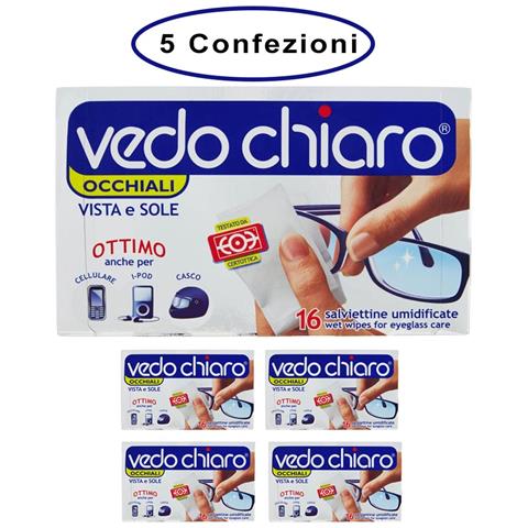 Salviettine Umidificate Per La Pulizia Degli Occhiali 5 Confezioni Da 16 Salviettine - Foto 2