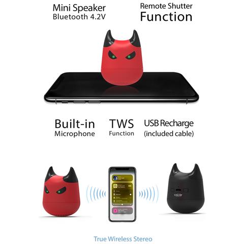 Idevil Bt Speaker W / mic (red), Mini Speaker Cassa Audio Bluetooth Con Funzione Tws Soft Touch, Microfono Incorporato Funzione Vivavoce, Per Qualsiasi Smartphone Con Bluetooth, Musica Wireless - Foto 4