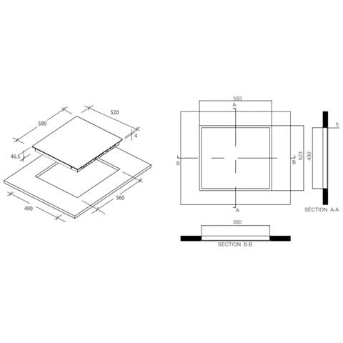 Piano Cottura In Vetroceramica Nero Da 6500 Cm X 60 Cm - Ch64ccb - Foto 5