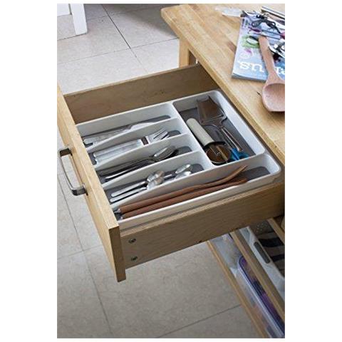 Premium Anti-slip Morbida Base Cassetto Delle Posate Organizzatore Vassoio Bianco Verde - Foto 2