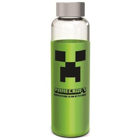 Bottiglia - Stor - Minecraft - Vetro Con Custodia In Silicone - Riutilizzabile - 585 Ml - Foto 1