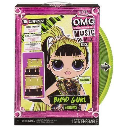 Omg Remix Rock- Bhad Gurl And Drums - Bambola Alla Moda Da 24 Cm - Foto 1