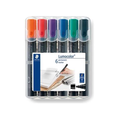Lumocolor marcatore permanente Punta smussata Nero, Blu, Verde, Rosso, Viola, Giallo 6 pz - Foto 2