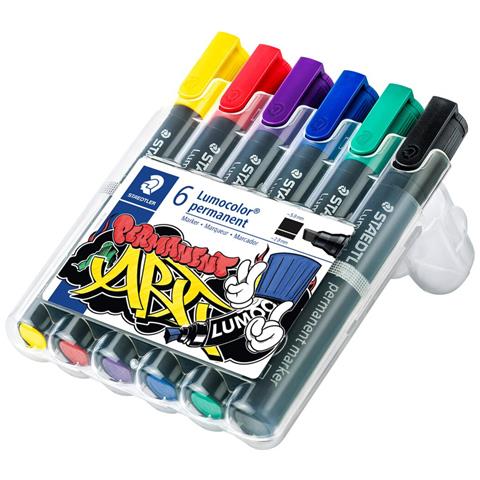 Lumocolor marcatore permanente Punta smussata Nero, Blu, Verde, Rosso, Viola, Giallo 6 pz - Foto 1