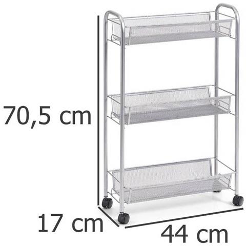 Organizer Mobile Multifunzionale Per Cucina O Bagno, 3 Ripiani In Rete, 4 Ruote, Materiale Metallico, Marca - Foto 3