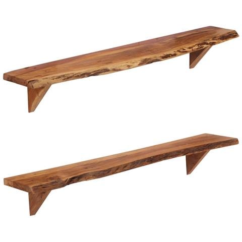 Mensole da Parete 2 pz 110x20x18 cm in Legno Massello di Acacia - Foto 1