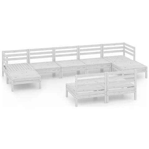 Set Divani Da Giardino 9 Pz Bianco In Legno Massello Di Pino - Foto 1