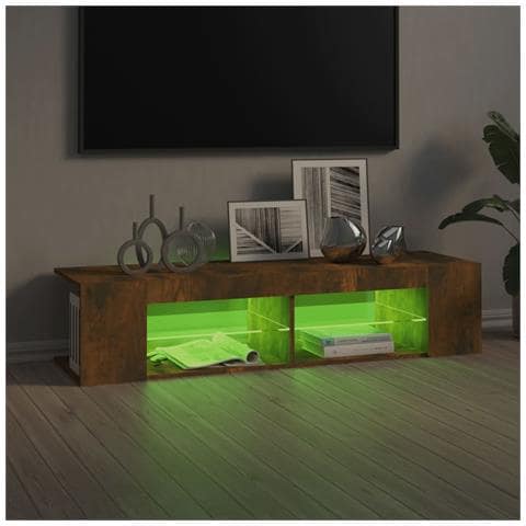 Mobile Porta TV con Luci LED Rovere Fumo 135x39x30 cm - Foto 10