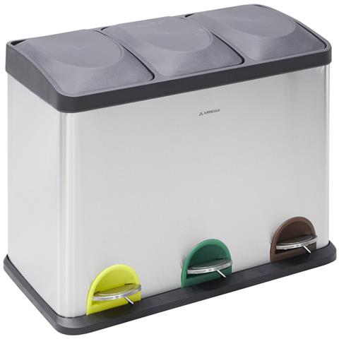 Step Bin Cr705-45 L Pattumiera Per Raccolta Differenziata A Pedale In Acciaio Inox, 3 Secchi Interni, 3 X 15 L (45 L) - Foto 1