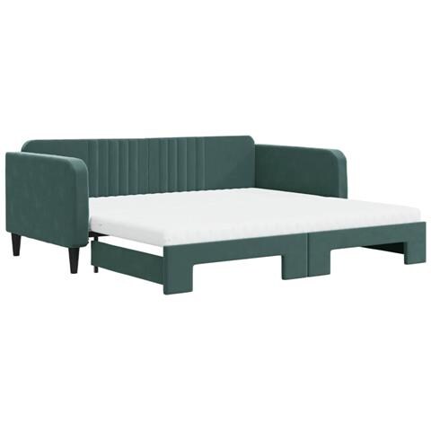 Divano Letto Estraibile Materassi Verde Scuro 100x200 Velluto - Foto 1