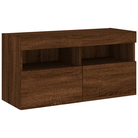 Mobile Tv A Parete Con Luci Led Rovere Marrone 80x30x40 Cm - Foto 3