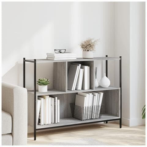 Libreria Grigio Sonoma 102x28x77,5 Cm In Legno Multistrato - Foto 1