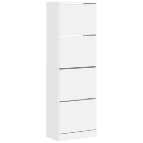 Scarpiera Con 4 Cassetti Ribaltabili Bianca 60x34x187,5 Cm - Foto 2