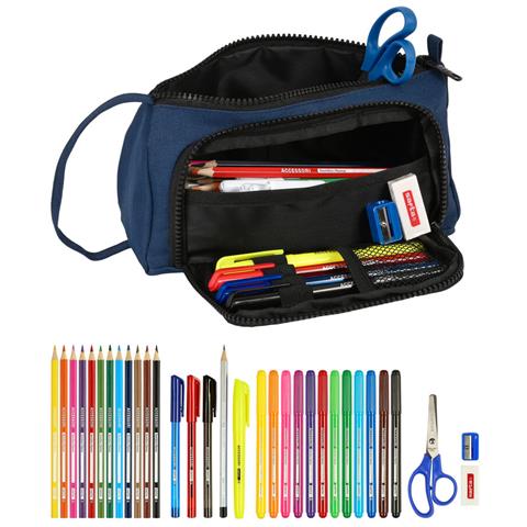 Astuccio Per La Scuola Con Accessori Blackfit8 Urban Nero Blu Marino (32 Pezzi) - Foto 4