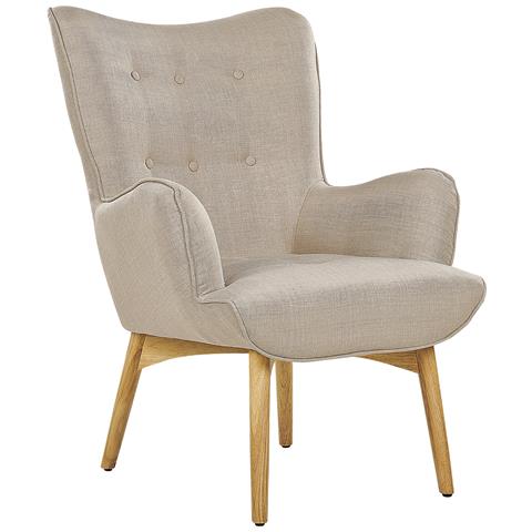 Poltrona Con Poggiapiedi Tessuto Beige Vejle - Foto 2