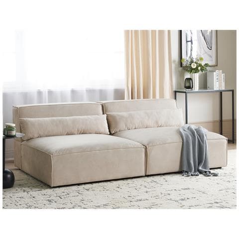 Divano Modulare 2 Posti Hellnar Velluto Beige Chiaro - Foto 1