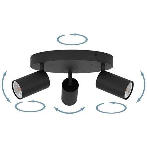 Spot Moderno Telimbela Z In Acciaio Nero 3 Luci Gu10 4,9w Ip20 - Foto 2