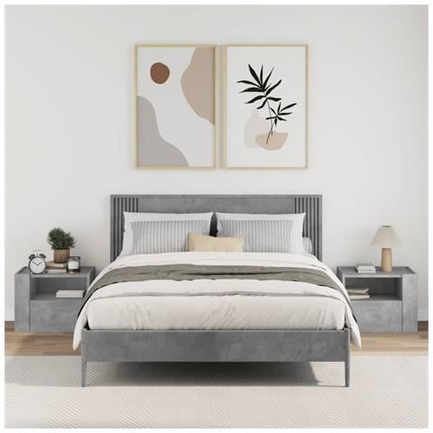 Comodini a Muro 2 pz Grigio Cemento 45x30x35 cm - Foto 3