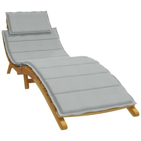 Cuscino Per Lettino Prendisole Grigio Chiaro Mélange 186x58x3cm - Foto 1