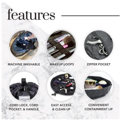 Borsa Per Il Trucco Con Coulisse Di Grande Capacità Black - Foto 2