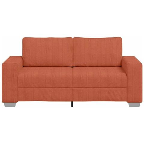 Divano Divanetto Rosso Arancione 140 cm Tessuto Velluto a Coste - Foto 9