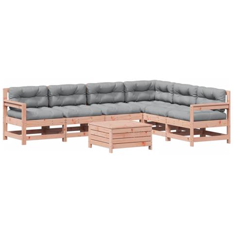 Set Divani Giardino 7 Pz Con Cuscini Legno Massello Di Douglas - Foto 2