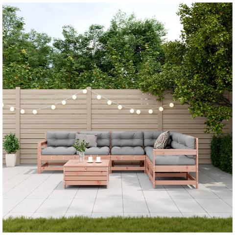 Set Divani Giardino 7 Pz Con Cuscini Legno Massello Di Douglas - Foto 3
