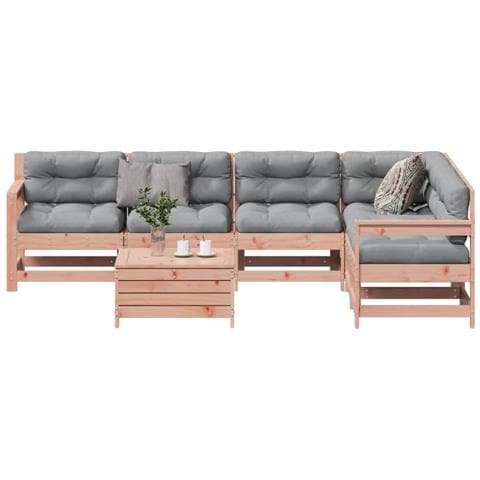 Set Divani Giardino 7 Pz Con Cuscini Legno Massello Di Douglas - Foto 1