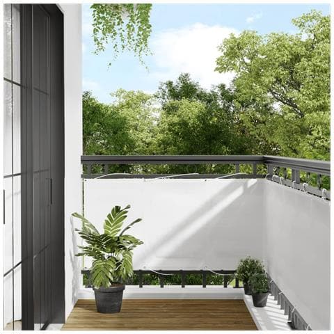 Paravento Da Balcone Bianco 75x1000 Cm 100% Poliestere Oxford - Foto 1