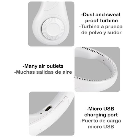 Mini Ventilatore Fa12 Senza Pale Portatile, Per Il Collo. - Foto 4