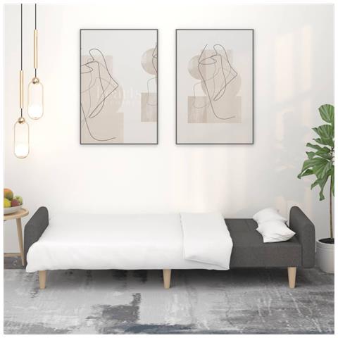 Divano Letto A 2 Posti Grigio Scuro In Tessuto - Foto 2