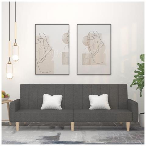 Divano Letto A 2 Posti Grigio Scuro In Tessuto - Foto 8