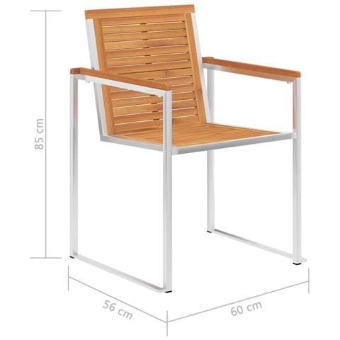 Sedie Da Giardino 6 Pz Legno Massello Di Acacia E Acciaio Inox - Foto 8
