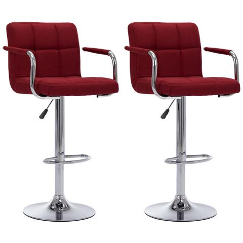 Sedie Da Bar 2 Pz Rosso Vino In Tessuto - Foto 2
