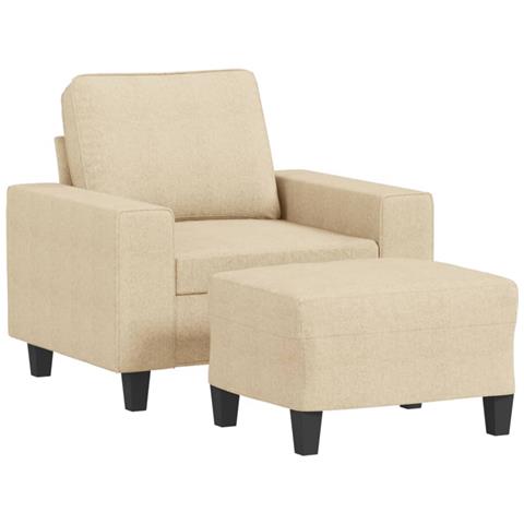 Poltrona con Poggiapiedi Crema 60 cm in Tessuto - Foto 1