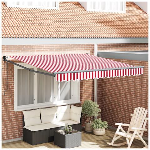 Ombrello Retrattile Automatico Strisce Rosse e Bianche 300x250 cm - Foto 2