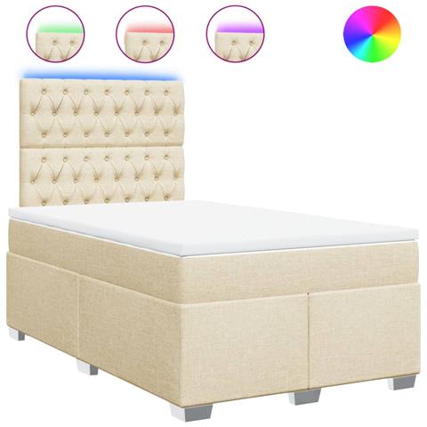 Giroletto a Molle con Materasso Crema 120x190 cm in Tessuto - Foto 1