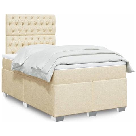 Giroletto a Molle con Materasso Crema 120x190 cm in Tessuto - Foto 2