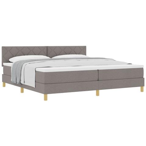 Letto con Rete A Molle e Materasso Tortora 200x200 cm Tessuto - Foto 1