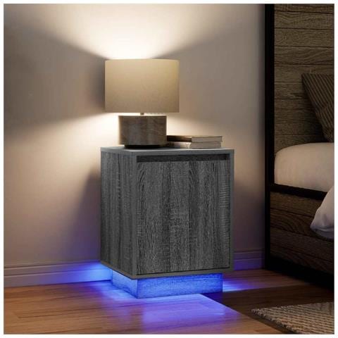 Comodini con Luci a LED 2 pz Grigio Sonoma 38x34x50 cm - Foto 2