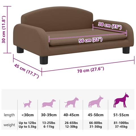 Lettino per Cani Marrone 70x45x30 cm in Tessuto - Foto 7