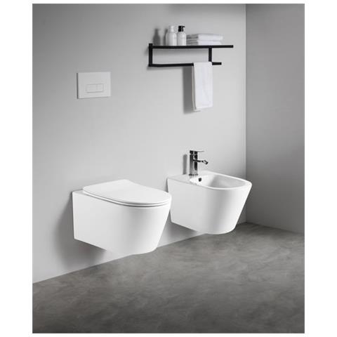 Sanitari Sospesi Wc E Bidet In Ceramica Copriwater Soft-close Ponente Bianco Lucido - Foto 1