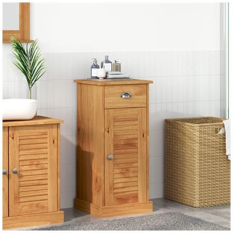 "Mobile da Bagno ""VIGO"" con Cassetto 37x34x80 cm Legno Massello di Pino" - Foto 2