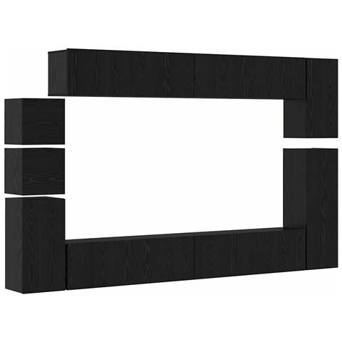 Set mobile TV 9 pcs Rovere nero Legno multistrato - Foto 1