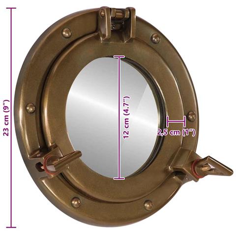 Specchio da Parete Design Oblò Ø23 cm in Alluminio e Vetro - Foto 7