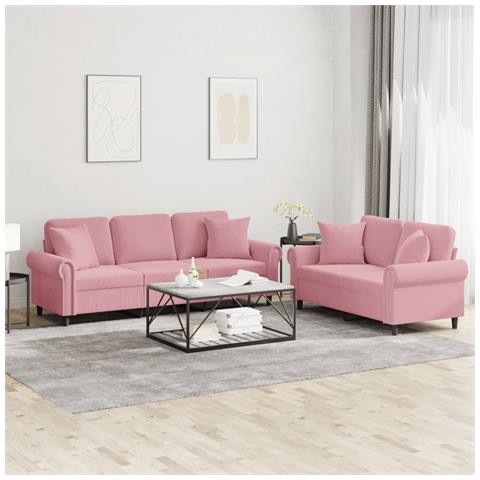 Set di Divani 2 pz con Cuscini Rosa in Velluto - Foto 2