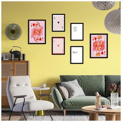 Set Di 6 Stampe Illustrazioni Di Arte Moderna Nei Toni Del Rosa Illustrazioni Di Design Per Decorare Le Pareti Della Tua Casa Stanze A3 & A4 Senza Cornice - Foto 1