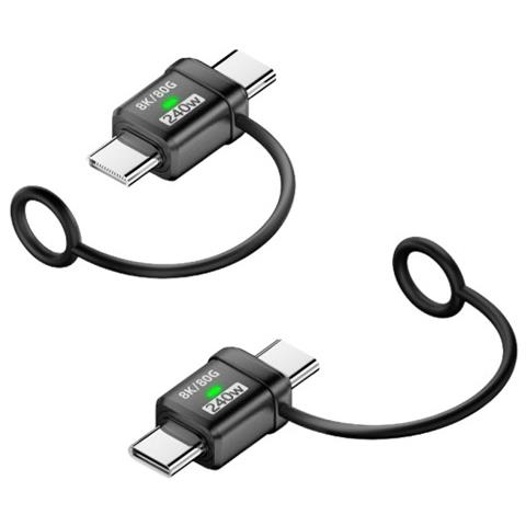 Adattatore Da Tipo-c Maschio A Maschio 2-pack: Ricarica 240w E Trasferimento Dati 120gbps Black - Foto 2